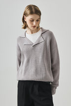 Oversized Lazy V-Neck Long-Sleeve Knit Top