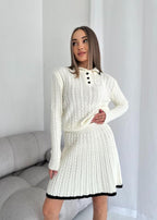 Cable Knit Buttoned Sweater Dress Set