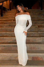 Off-Shoulder Defined Waist Party Dress