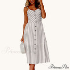 Polka Dot Striped Backless Midi Dress