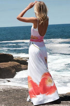 Floral U Neck Strap Backless Vacation Dress