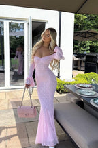 Sexy Flared Sleeve Mesh Lace Mermaid Party Dress
