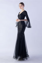 Sequin Ruffled Mesh Party Dress