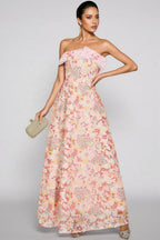 Nivenad Pink Sequin Bodycon Maxi Dress