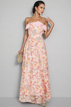 Nivenad Pink Sequin Bodycon Maxi Dress