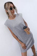 Hilton Cotton Blend Padded T Shirt Dress Heather Grey FINAL