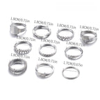 10-Piece Alloy Zirconia Statement Ring Set