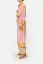Mermaid Motel Unique Print Long Sleeve Loose Shirt and Elastic Waist Pants Set
