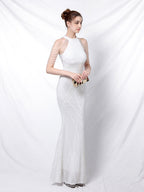 Elegant long fishtail evening dress