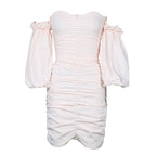 Villy Puff Sleeve Bodycon Dress Peach