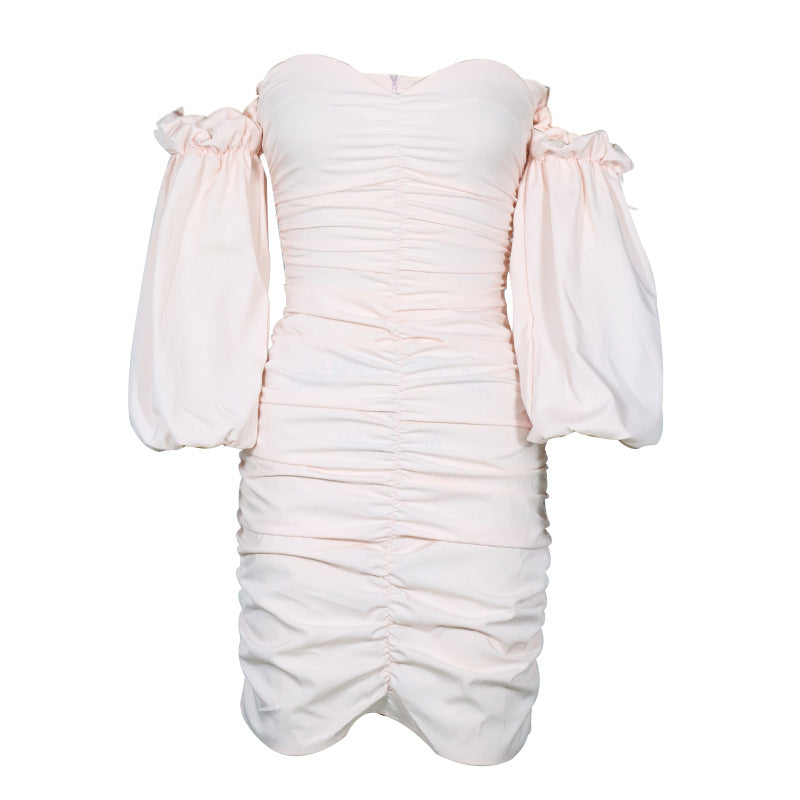 Villy Puff Sleeve Bodycon Dress Peach