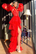 Eolia Pure Red Mesh Maxi Dress