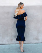 Havana Ruffle Midi Dress Dusty Blue FINAL