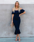 Havana Ruffle Midi Dress Dusty Blue FINAL