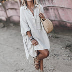 Remy Cotton Pocketed Shirt Dress Off White