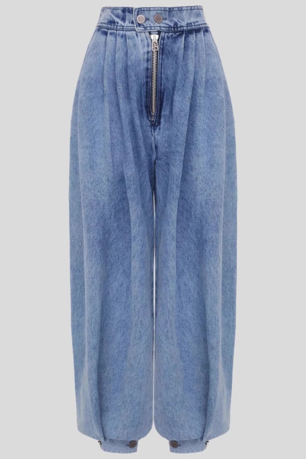 High Waist Zipper Cuff Relaxed Vintage Jeans