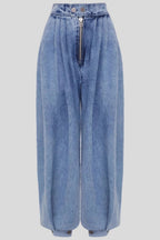 High Waist Zipper Cuff Relaxed Vintage Jeans