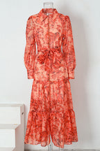 Silvia Boutique Maxi Dress with Balloon Sleeves and Print Elevated Occasion Wear