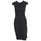 Josceline O-Neck High Split Mini Dress