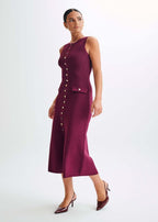 Juliette Ribbed Knit Button Midi Dress