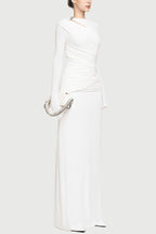 Stylish Long-sleeved Slim-fit Pleated Elegant Maxi Dress