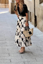 Elastic waist long skirt