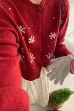 Snow Pattern Knit Cardigan