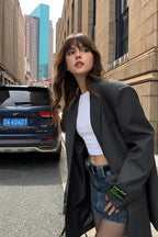 Retro Loose V-Neck Blazer