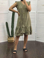 Gilda Statement Sleeveless V Neck Dress Premium Wardrobe Essential