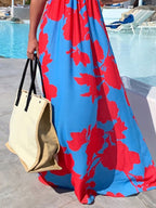 Boho Dress Print V - Neck Sleeveless Maxi Dress