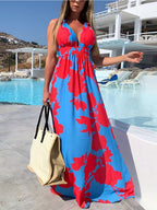 Boho Dress Print V - Neck Sleeveless Maxi Dress