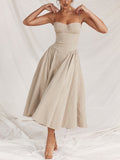 Beige Sling Midi Dress