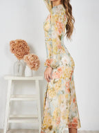 Fleur Delicate Floral Print Midi Dress