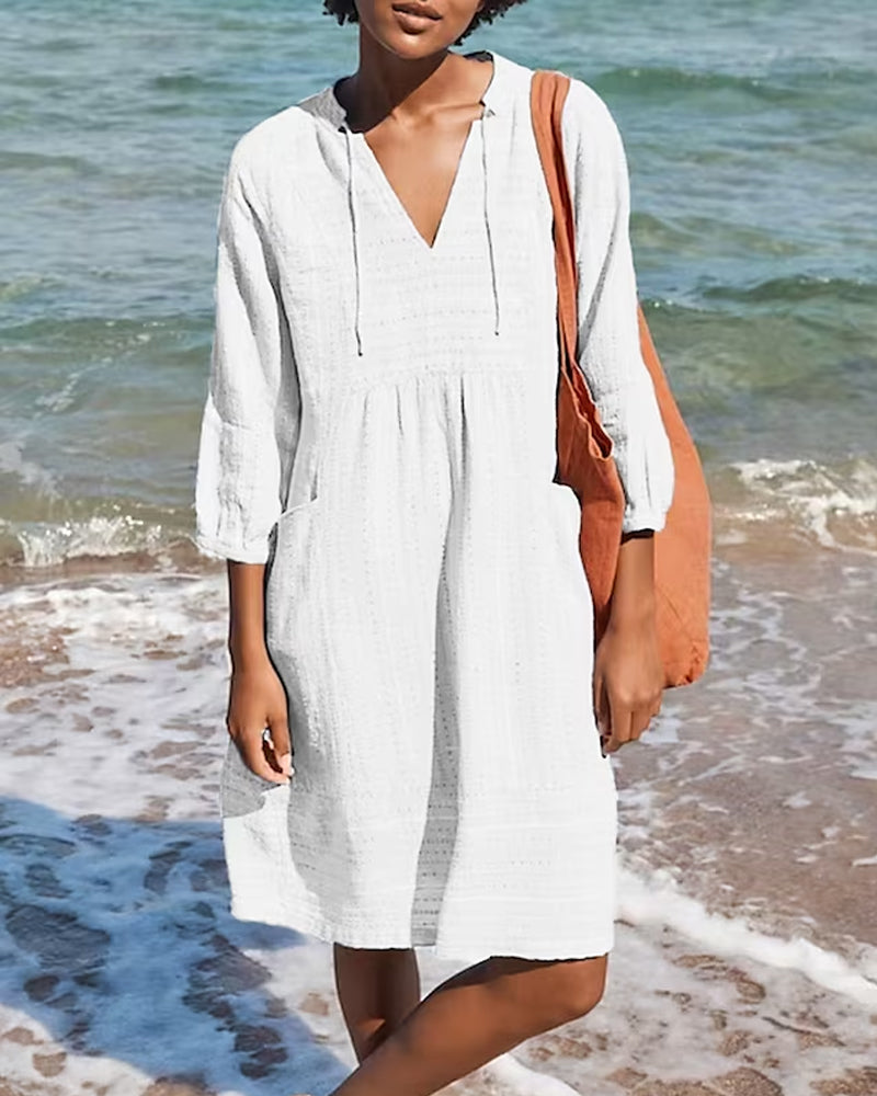 Tania Exclusive Solid Color Pocket Dress Elevated Occasion Wear