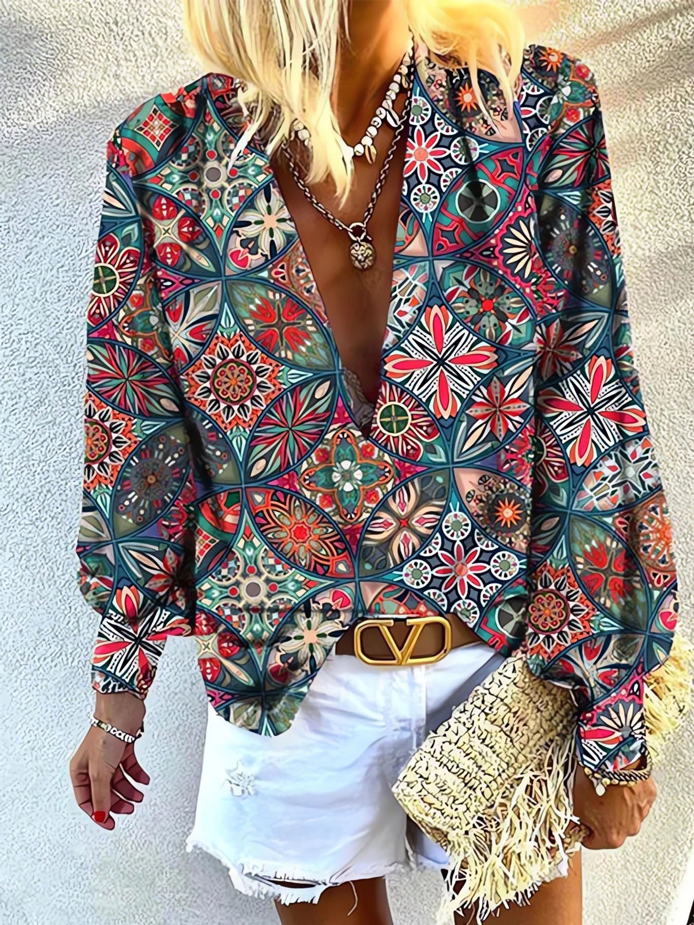 Geometric Red Shirt