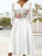 Groovy Long Sleeve Print Midi Dress