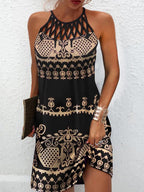 Chic Sleeveless Halter Mini Dress