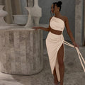 Delia Asymmetrical Dress Beige