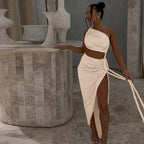 Delia Asymmetrical Dress Beige