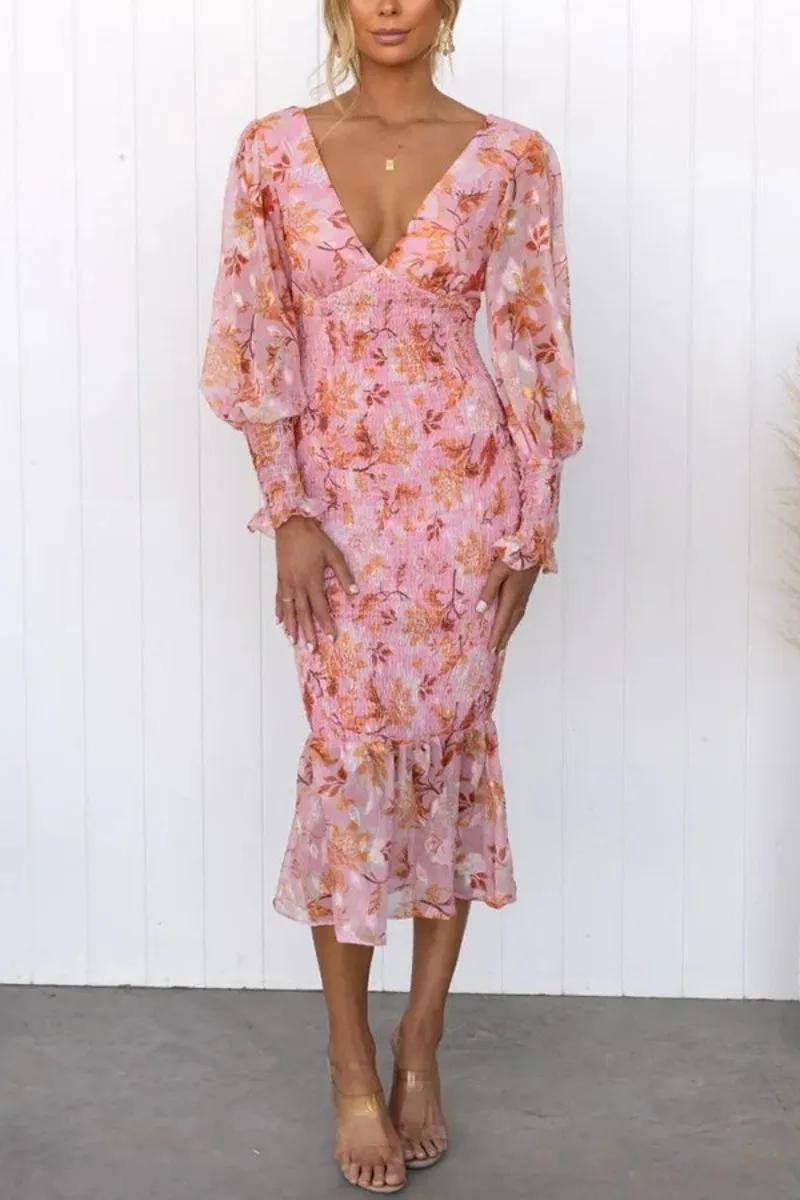 Jacinta Premium Floral Print Midi Dress Statement Occasion Edit