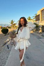Captivate Me Layered Long Sleeve Mini Dress