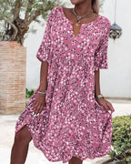 Victoria Aesthetic Half Sleeved Dress Made of Floral Cotton Material Chic Silhouette Collection