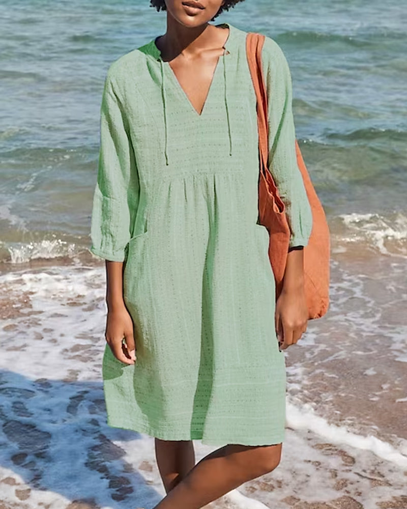 Tania Exclusive Solid Color Pocket Dress Elevated Occasion Wear