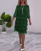 Verónica Chic Dress with Dot Print Silhouette Collection