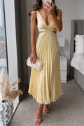 Caitlin Statement Pleated Dress with a Neckline Designer Edit