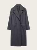 Kassidee Striped Lapel Long Coat