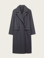 Kassidee Striped Lapel Long Coat