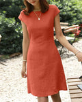 Natividad Exclusive Plain Cotton and Linen Dress Chic Silhouette Collection