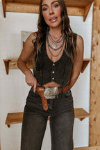 Desert Daze Denim Crop Tank Top - 3 Colors