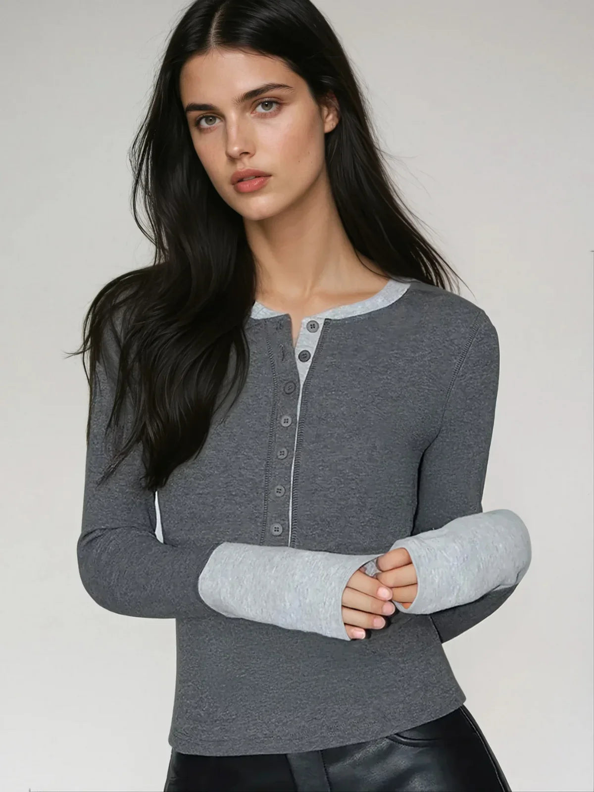 Modern Classic Contrast Cuff Henley